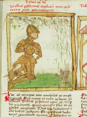 Gideon receives a sign from the angel: the dew is on the sheep's fleece only, the ground remains dry