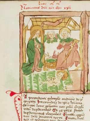Nativity: Adoration of the Christ-child by Mary and Joseph