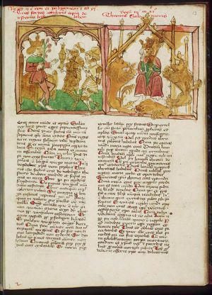 Three of David's heroes bringing water out of the well of Bethlehem