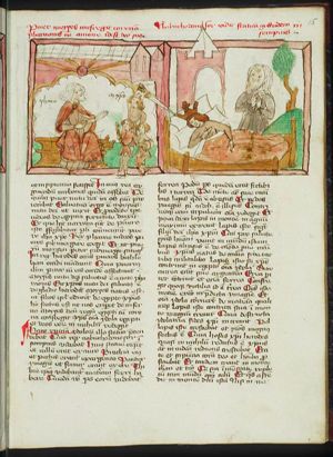 Moses facing Pharao, whose crown lies on the ground