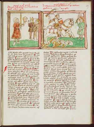 David brings Goliath's head to Saul