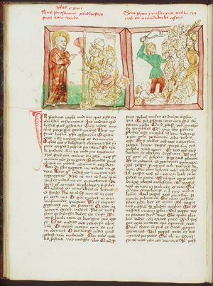 Christ makes himself known; the soldiers fall to the ground: "Ego sum"