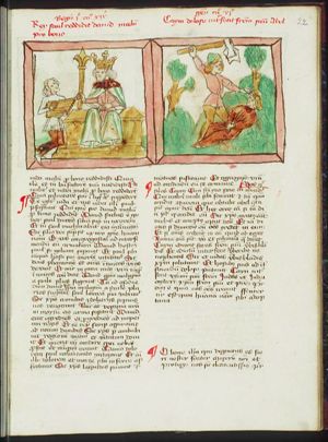 David playing the harp before Saul