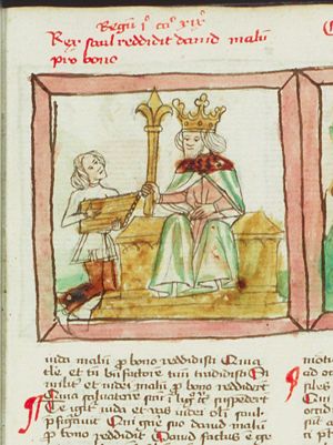David playing the harp before Saul