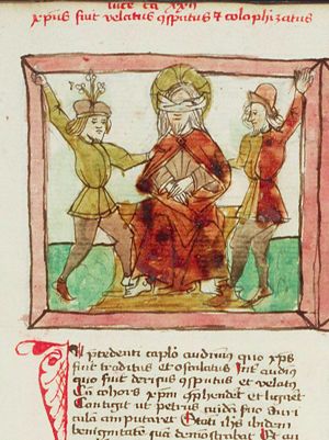 The tortures of Christ: Christ is mocked by soldiers