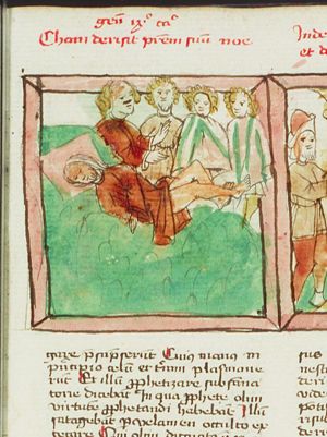 The mocking of Noah: Ham derides the nakedness of his drunken father