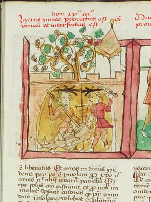 Parable of the vineyard: the servants cast the lord's son out of the vineyards and kill him