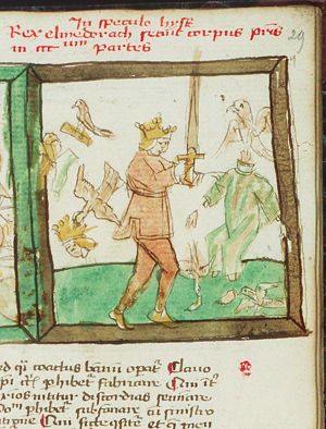 King Evilmerodach tears the corpse of his father into three hundred pieces and feeds the birds