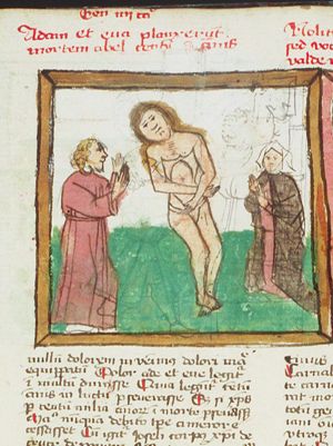 Adam and Eve grieving over Abel's death