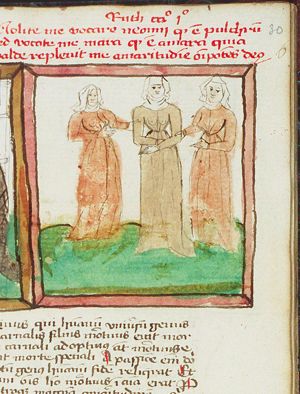 Naomi, Orpah and Ruth grieving over the death of their husbands