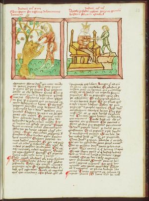 Samson kills a lion with his bare hands
