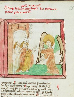 Lot and his family flee to Zoar; an angel shows the way