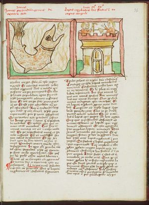 Jonah is cast up by the great fish