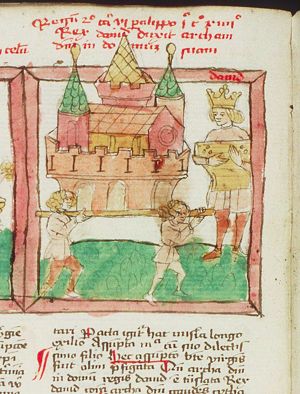 David plays the harp before the Ark of the Covenant after its return to Jerusalem