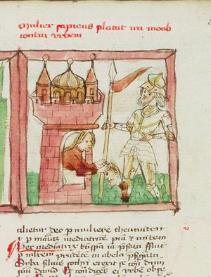 Sheba's head is thrown over the wall of the city