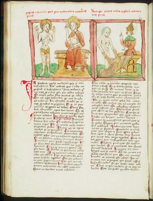 Christ as mediator: Christ showing his wounds to his Father