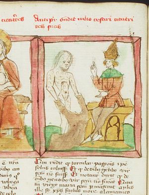 Antipater showing Caesar his scars