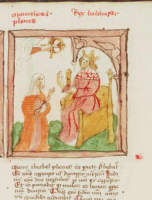 Feast of Belshazzar: the hand of God writing on the wall
