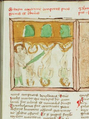 Gideon punishes the elders of Succoth with thorns and briars