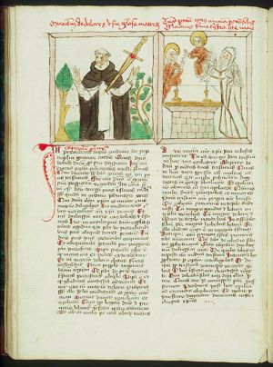Vision of a Dominican about seven sorrows of the Virgin: a Domincan pierced by a sword