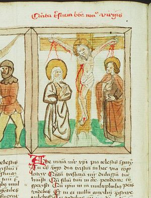 Seven sorrows of the Virgin (5): Crucifixion, with Mary and John
