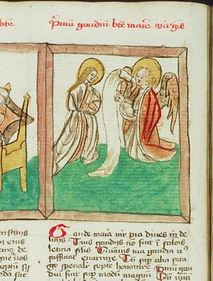 The Annunciation: Gabriel announces Christ's birth to Mary