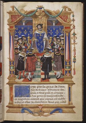 King Louis XI surrounded by the Knights of the Order of St. Michael