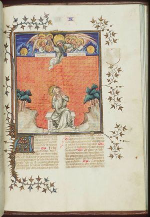 Contemplative Happiness with a vision of God with angels in heaven