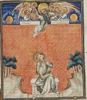 Contemplative Happiness with a vision of God with angels in heaven