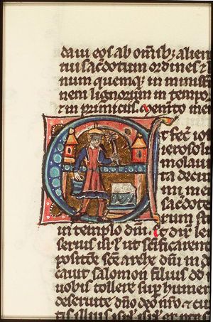 Dedication of the temple: Esdras sprinkling the altar with holy water
