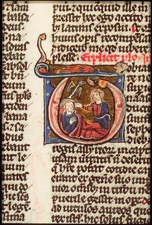 The healing of Tobit: Tobias puts the gall of the fish on his father's eyes
