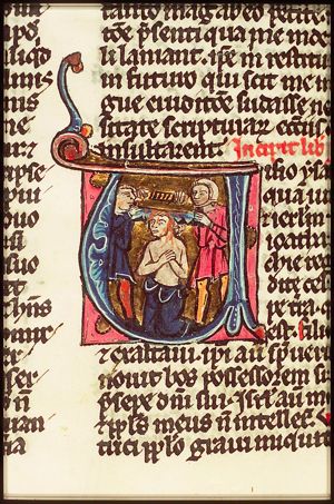 The martyrdom of Isaiah: he is sawn in two