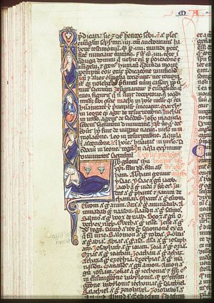 The Tree of Jesse: genealogical tree sprouting from Jesse's loins (Jesse, King David, Mary, and Christ only)