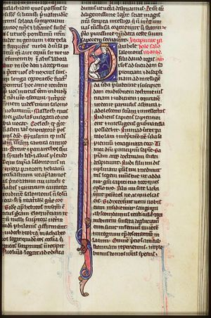 Solomon teaches a naked, kneeling man (being punished?)