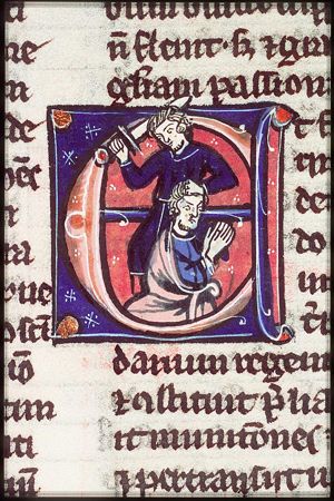 Mattathias beheads a Jew, who wanted to offer to pagan gods