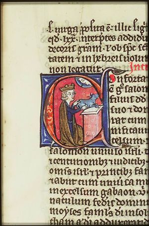 Solomon sacrifices a young bull and prays for wisdom