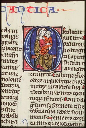 Madonna: Mary enthroned, holding the Christ-child