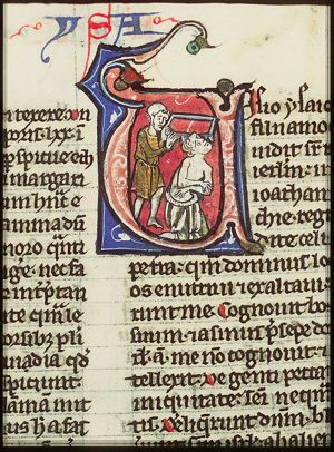 The martyrdom of Isaiah: he is sawn in two