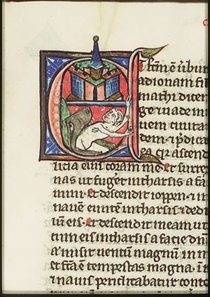 Jonah is cast up by the great fish; Nineveh