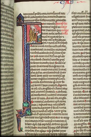 Annunciation of the birth of St. John the Baptist to Zacharias: while he is offering incense in the temple an angel (Gabriel) appears to him