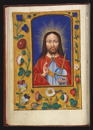 Salvator Mundi: Christ making a blessing gesture and holding an orb with a cross