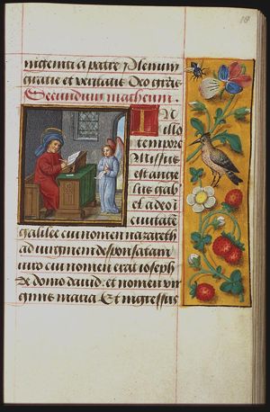 The Evangelist St. Matthew writing, with his symbol the angel