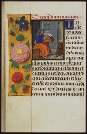 The Evangelist St. Mark writing with his symbol the lion