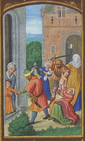 The massacre of the Innocents: Herod's men kill the newborn boys of Bethlehem
