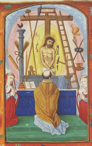 The mass of St. Gregory the Great: Christ appears on the altar