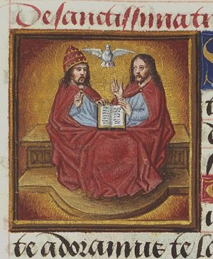 The Trinity: God the Father, Christ and the Holy Spirit as a dove