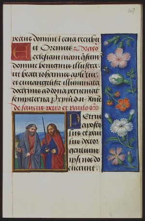 St. Peter holding a key and St. Paul holding a sword