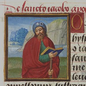 St. James the Great holding a book and a staff