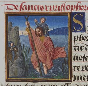 St. Christopher carries the Christ-child