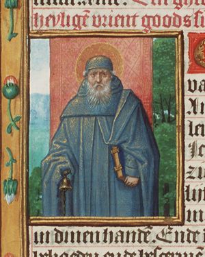 St. Antony Abbot of Egypt holding a book and a bell